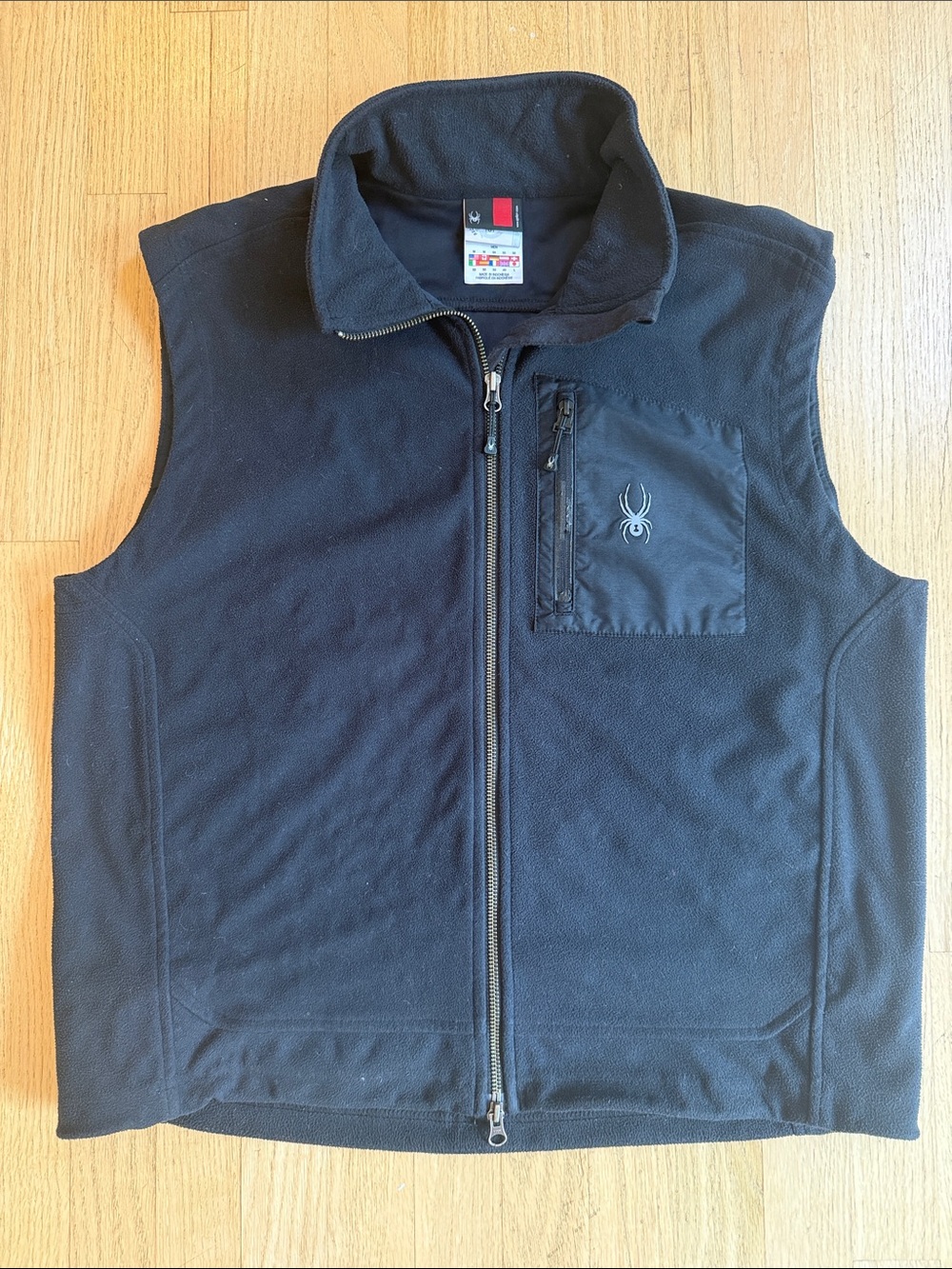 Spyder Black Men's Bandit Fleece Vest with Zip Chest Pocket, sz Large